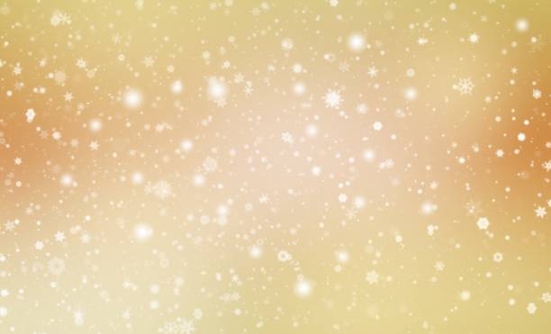 istock Gold yellow abstract texture background with white light, Christmas illustration white snowflakes blurred 1185876516