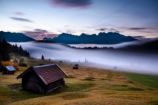10/2019 - Geroldsee in Bavaria - Karwendel Mountains - sunrise - Fogg