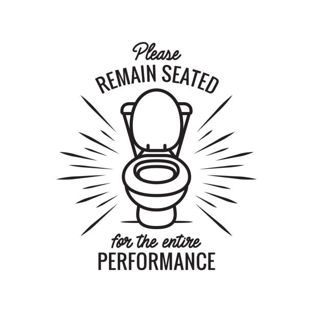 Please remain seated bathroom poster. Vector illustration. Please remain seated bathroom funny poster. Vector illustration. bathroom patterns stock illustrations