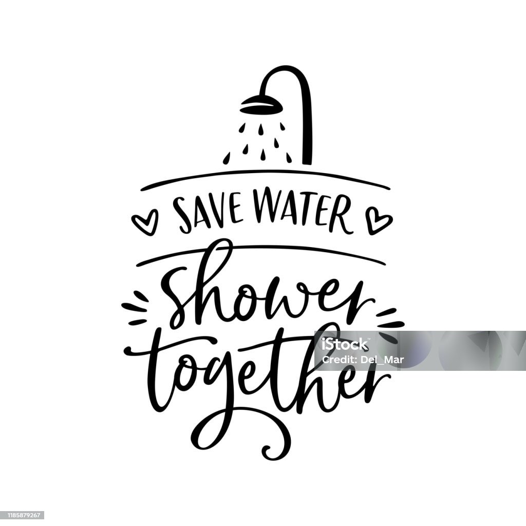 Save Water Shower Together Poster Vector Illustration Stock ...