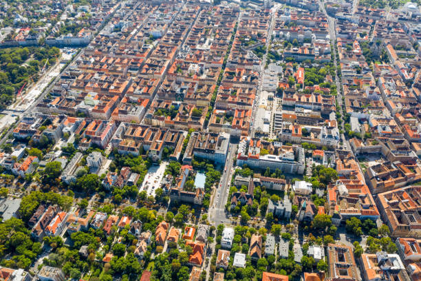 istock Flying over city area 1185880380