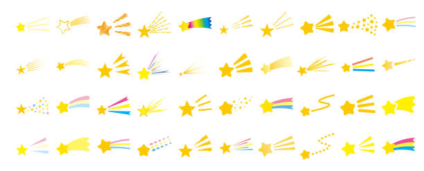 shooting stars Set of various shooting stars meteor illustrations stock illustrations
