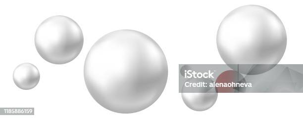 Realistic Natural Pearl Isolated On White Background - Arte vetorial de stock e mais imagens de Esfera