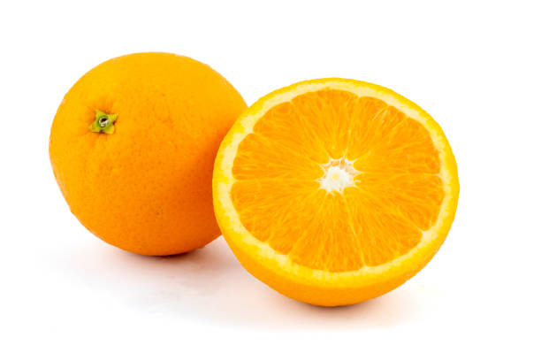 istock Fresh navel oranges isolated on white background. Save with clipping path. 1185889626