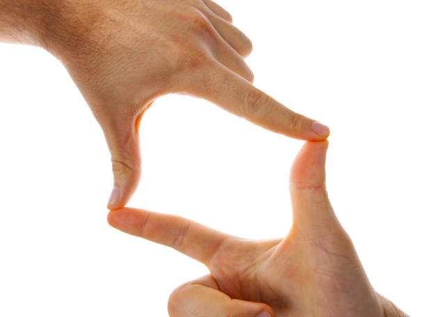 istock Close-Up Of Hand Making Finger Frame On White Background 1185891038