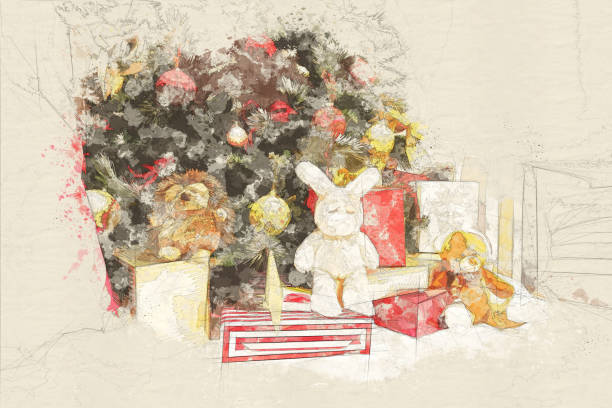 istock Christmas Tree with Gifts and toys, Xmas concept 1185891320