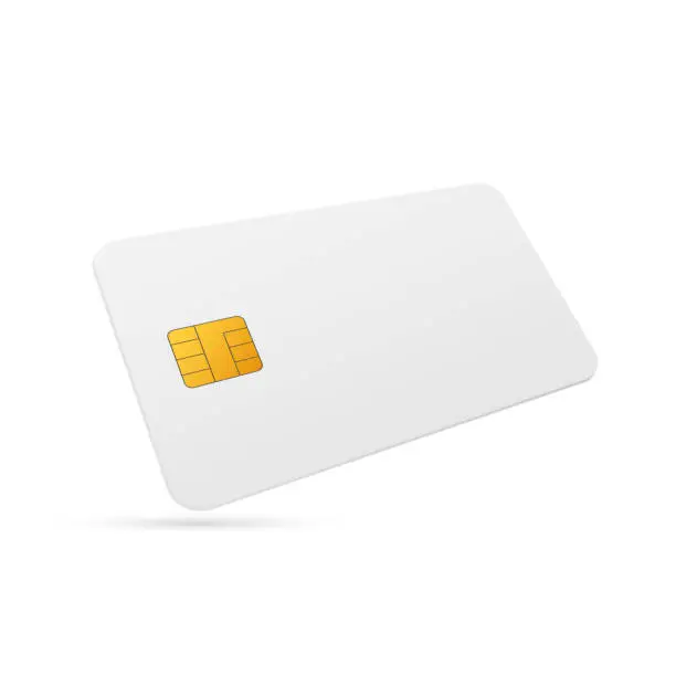 Vector illustration of White blank shopping credit card. Credit card for finance. Vector stock illustration.