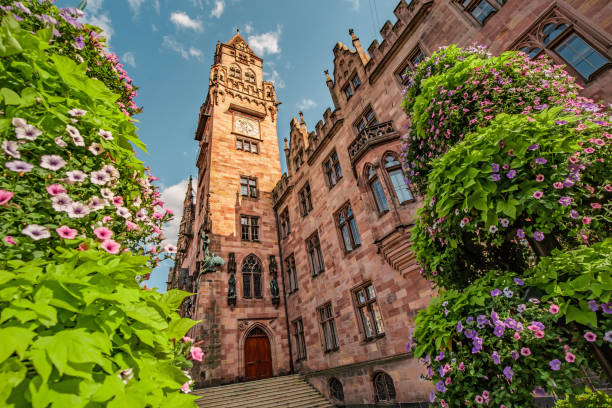 Rathaus town hall building in the Saarbrucken city, Saarland, Germany. Tourist and travel landmark Rathaus town hall building in the Saarbrucken city, Saarland, Germany. Tourist and travel landmark marienplatz photos stock pictures, royalty-free photos & images