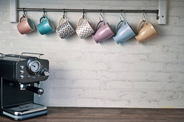 istock Mugs and Espresso Machine in Domestic Kitchen 1185897404
