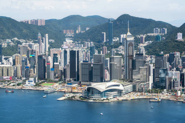 istock Hong Kong Victoria Harbor from Air 1185898453
