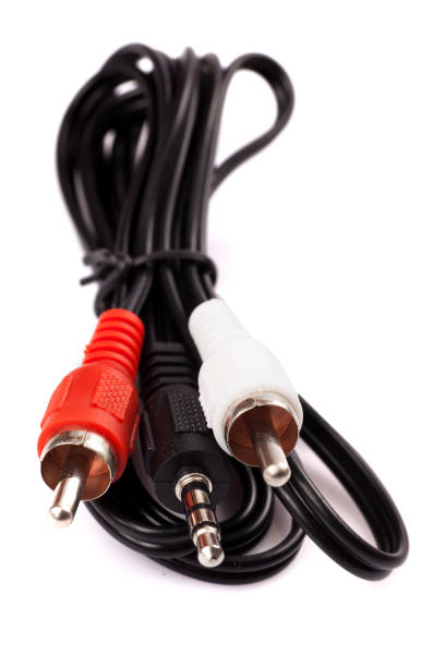 istock Colored av cable, isolated on white background. Video and audio cable 1185898803