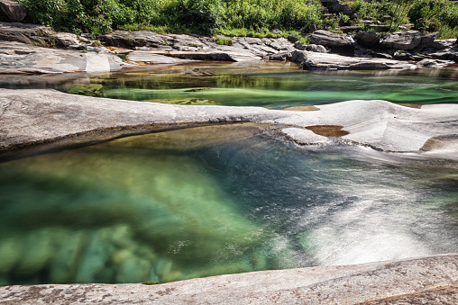 The verzasca valley is known for the river with the washed out rocks. many natural places invite you to bathe. The river with its crystal clear and emerald green water can also be dangerous.