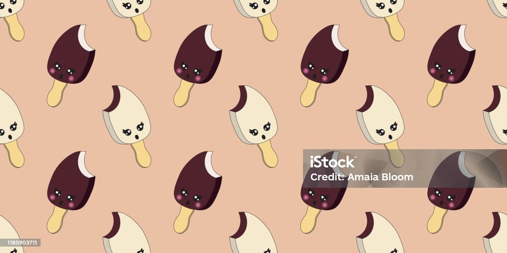 Ice Cream Emoji Seamless Pattern Cartoon Style Hand Draw Cute Food Objects  Emoticon Kawaii Character Wallpaper With Facial Food Icon Colorful Vector  Backdrop Vector Stock Illustration - Download Image Now - iStock