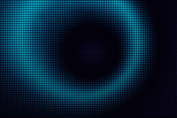 puntos de luz abstractos de fondo - blue circle wave display led defocused - computer science defocused macro fotografías e imágenes de stock