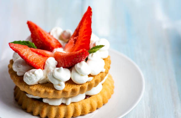 istock Strawberry dessert with sweet cream 1185906512