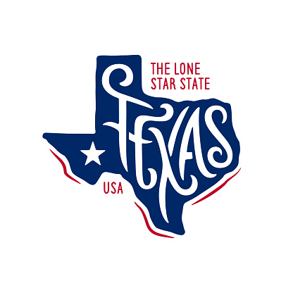 Texas related t-shirt design. The lone star state. Colored concept on black background. Vintage vector illustration.
