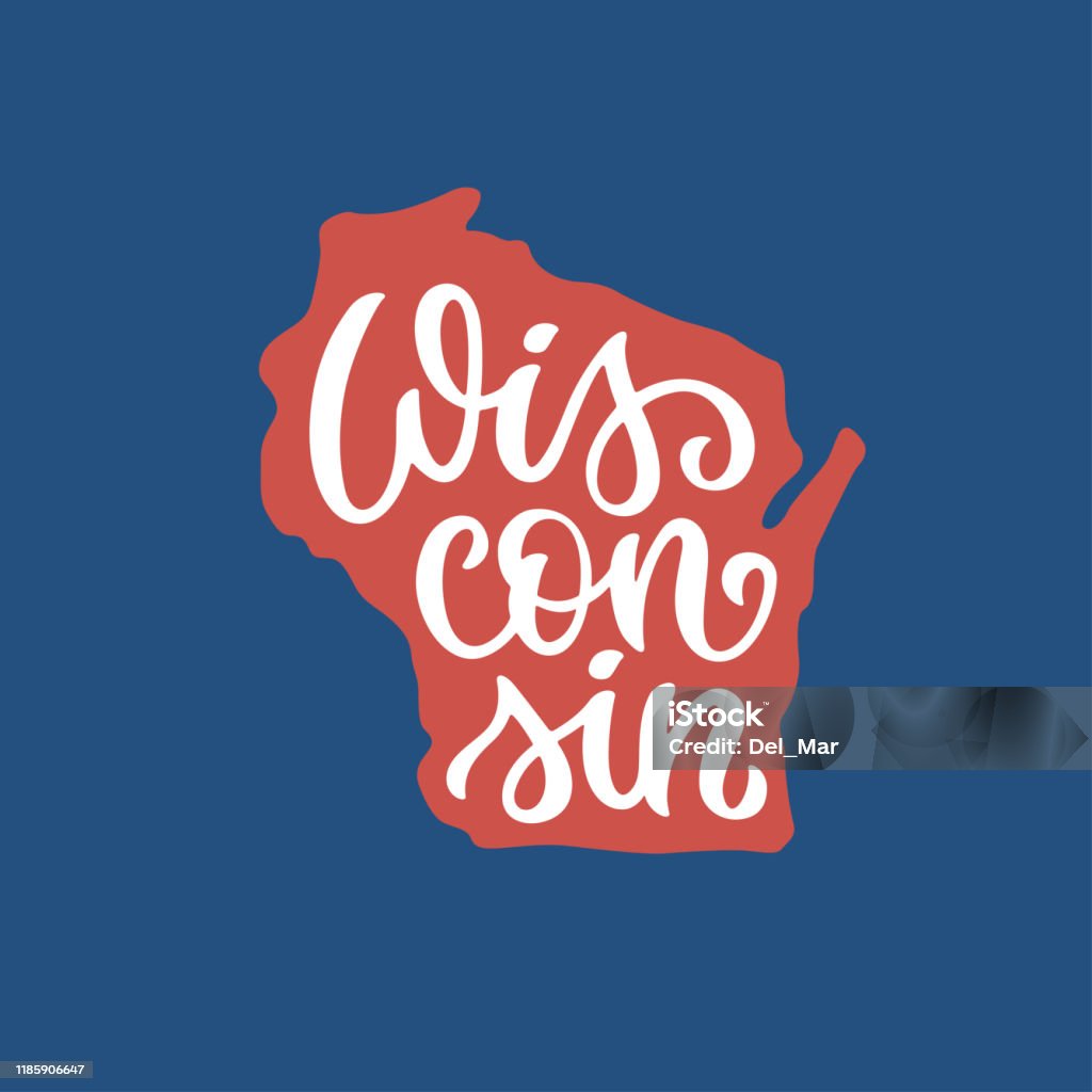 Wisconsin Hand Drawn Usa State Name Inside State Silhouette Vector ...