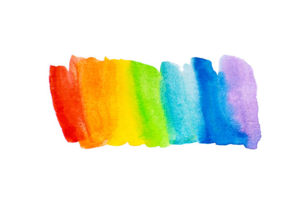 Bright rainbow gradient made with the watercolor paint strokes.
