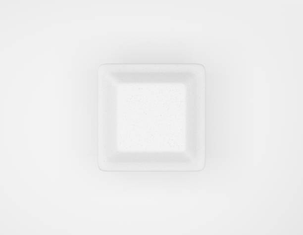 istock Eco packaging square box bio foam mockup on white background. Thermo container eco friendly recycled material for lunch, food or things. 3D rendering 1185910190