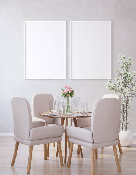 istock Poster mock up in modern dining room 1185913075
