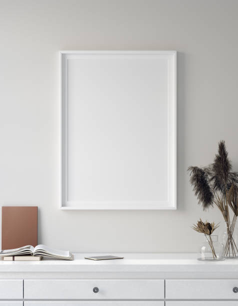 istock Mock up poster in interior background, Scandinavian style 1185913089