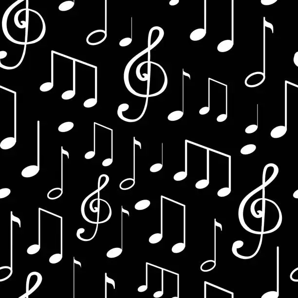 Vector illustration of Music Notes, Notation Sketches Seamless Pattern