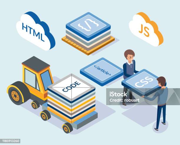 Web Development Programmers And Coding Scripts Stock Illustration ...