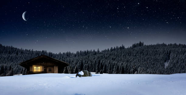 istock Blockhouse in the snow 1185914689
