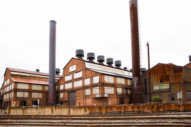 An abandoned industrial site with brick walls