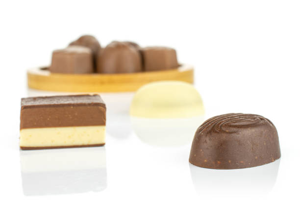 istock Chocolate praline candies isolated on white 1185916656