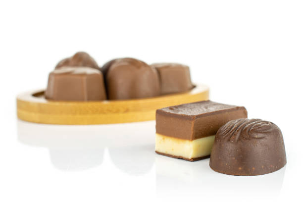 istock Chocolate praline candies isolated on white 1185916736