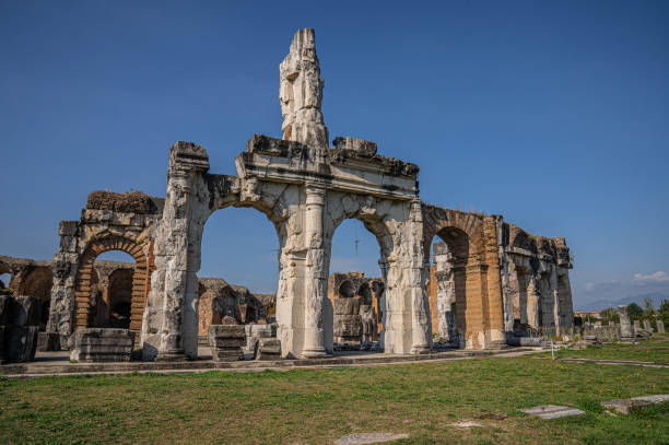 Ruins of an ancient amphitheater in Santa Maria Capua Vetere in Campania in Italy Image of ruins of an ancient amphitheater in Santa Maria Capua Vetere in Campania in Italy capua stock pictures, royalty-free photos & images