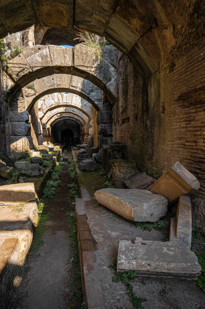 Underground ruins of an ancient amphitheater in Santa Maria Capua Vetere in Campania in Italy Image of underground ruins of an ancient amphitheater in Santa Maria Capua Vetere in Campania in Italy capua stock pictures, royalty-free photos & images