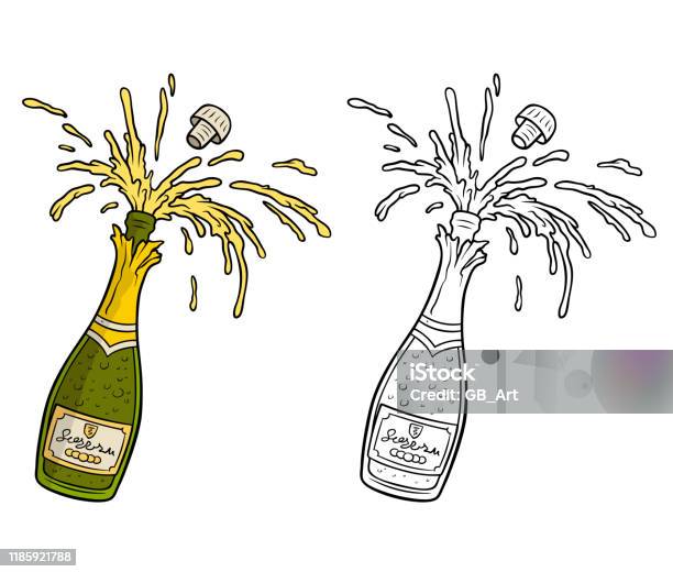 Preventie speer Kalmerend Cartoon Open Fles Champagne Met Kurk Stockvectorkunst en meer beelden van  Alcohol - Alcohol, Begrippen, Bel - Vloeistof - iStock