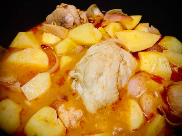 Thai Cuisine and Food, Traditional Chicken Mussaman Curry or Muslim Curry Stew. One of The Most Famous Dish in Thailand.