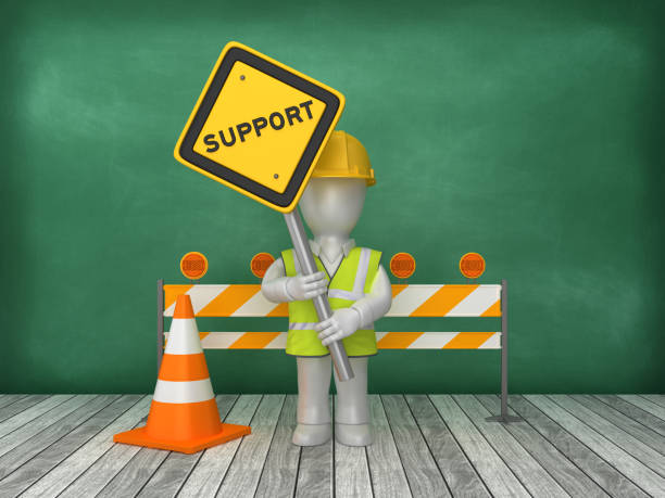 istock SUPPORT Road Sign Construction Site on Chalkboard Background - 3D Rendering 1185923212