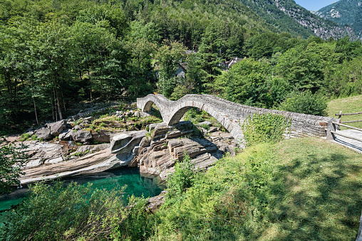 Bridge Ponte dei Salti in valley Verzasca Ticino, Switzerland