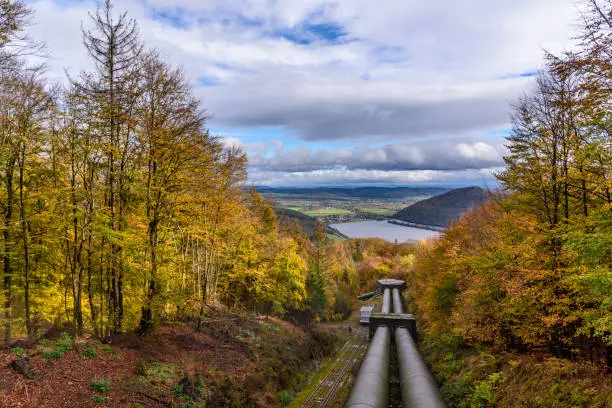 Water pipeline to the Edersee there a lot of water is rushing down