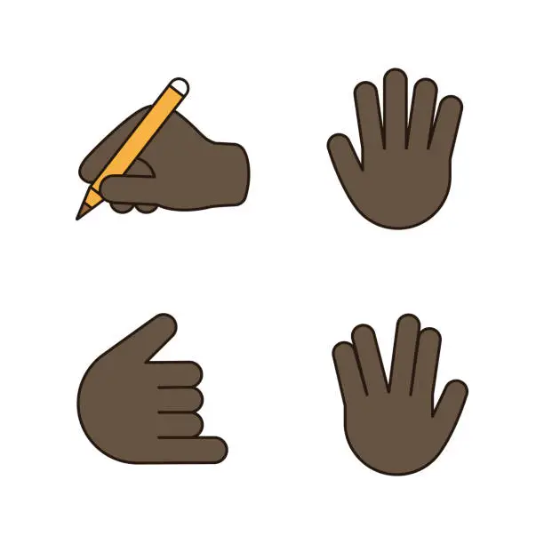 Vector illustration of Hand gesture emojis color icons set