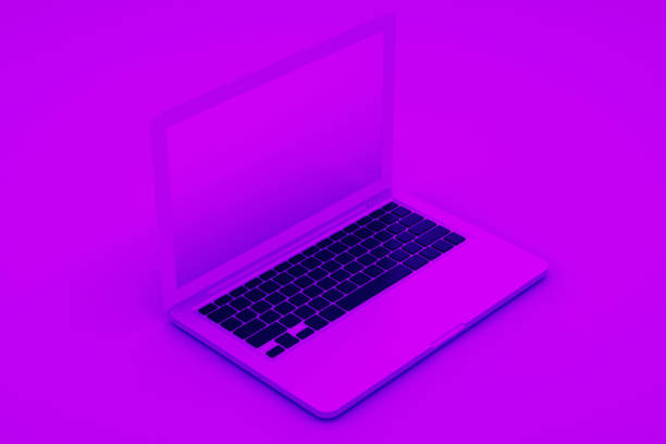 istock Laptop on Purple Background 3D Rendering 1185926752