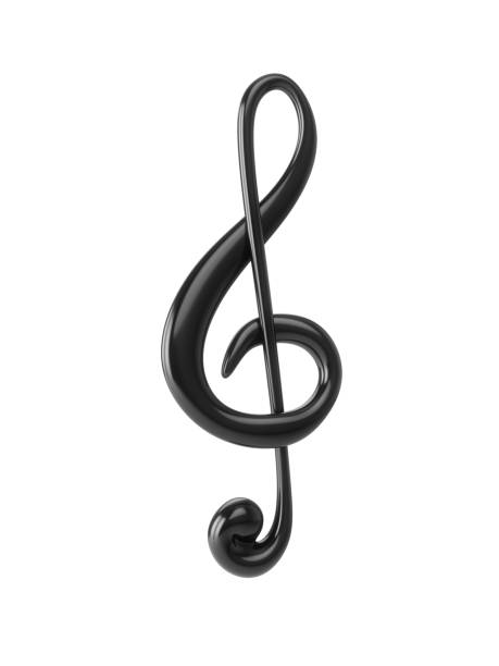 3D Rendering of blue treble clef isolated on white background.3D Rendering of black treble clef isolated on white background.