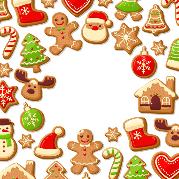 ilustrações de stock, clip art, desenhos animados e ícones de gingerbread cookies background - gingerbread cake gingerbread man gingerbread cookie christmas