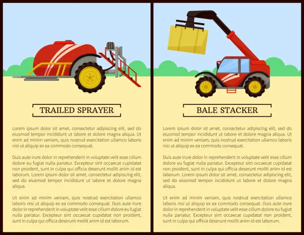 Vector illustration of Trailed Sprayer Bale Stacker Vector Illustration