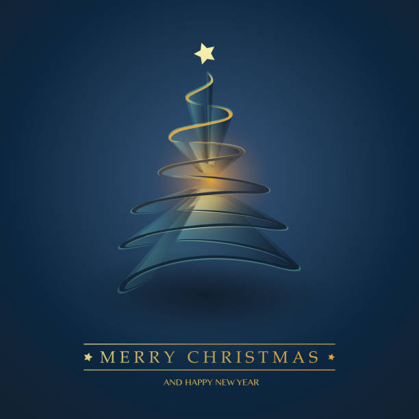 illustrazioni stock, clip art, cartoni animati e icone di tendenza di modello di biglietto per le vacanze felici - christmas tree christmas blue night