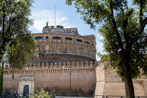 Rome, Italy - August 17, 2019: Castel Sant'Angelo, an architectural monument on the banks of the Tiber in the center of Rome