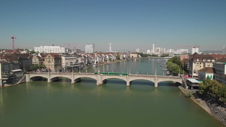 Aerial View of Middle Rhine Bridge in Basel, Switzerland