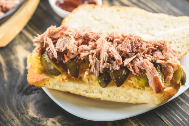 istock sandwich with pulled pork and sauerkraut 1185947439