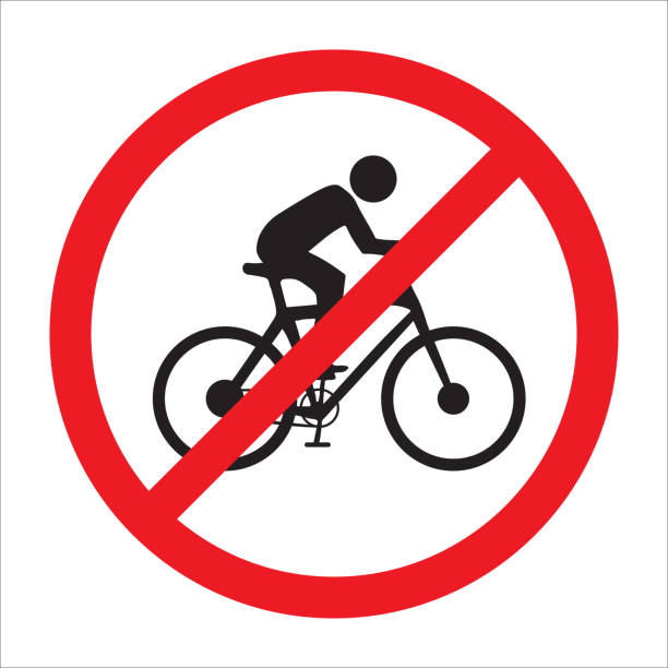 prohibition sign, no riders allowed, no bicycles allowed, no bikes sign prohibition sign, no riders allowed, no bicycles allowed, no bikes sign, warning, attention, restriction, danger sign flat design. uci road world championships stock illustrations