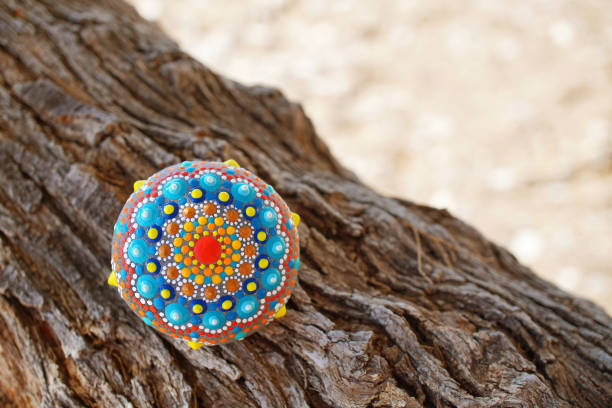 istock Beautiful hand painted mandala rock 1185955517