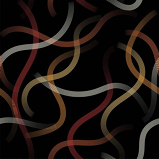 istock Abstract color lines for black background design. Geometric wallpaper design. Line art black card on dark background 1185955737